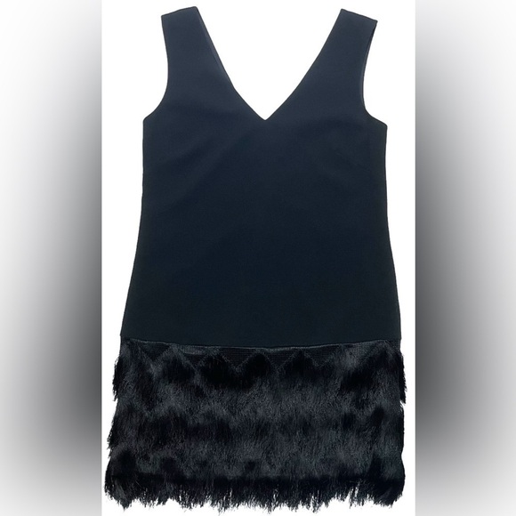 BCBGMAXAZRIA Addilyn Fringe-Trim Shift Dress Women’s Size 0 sleeveless LBD - Picture 10 of 16